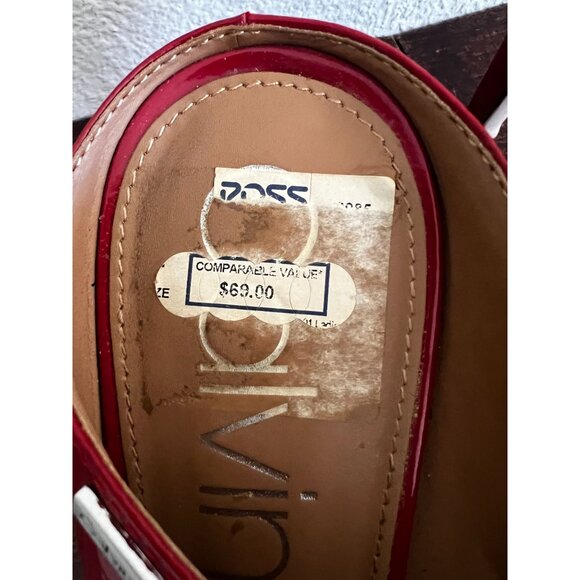 Calvin Klein Cecily Sandals Mule Womens Sz 9 Red Leather Open Toe Slip On Heeled - Picture 11 of 11